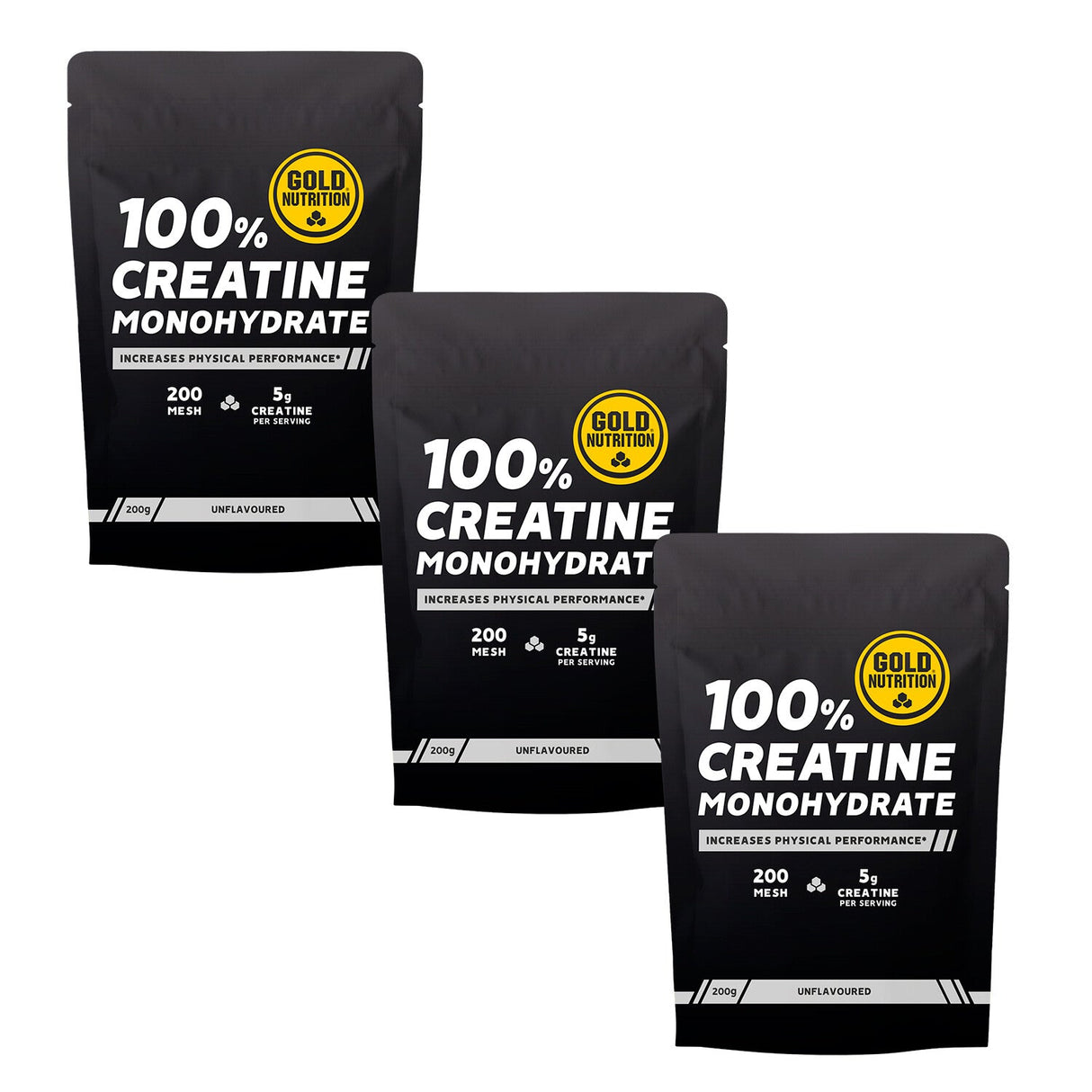 Gold Nutrition Pack 3 Unidades - 100% Creatina Monohidrato 200g