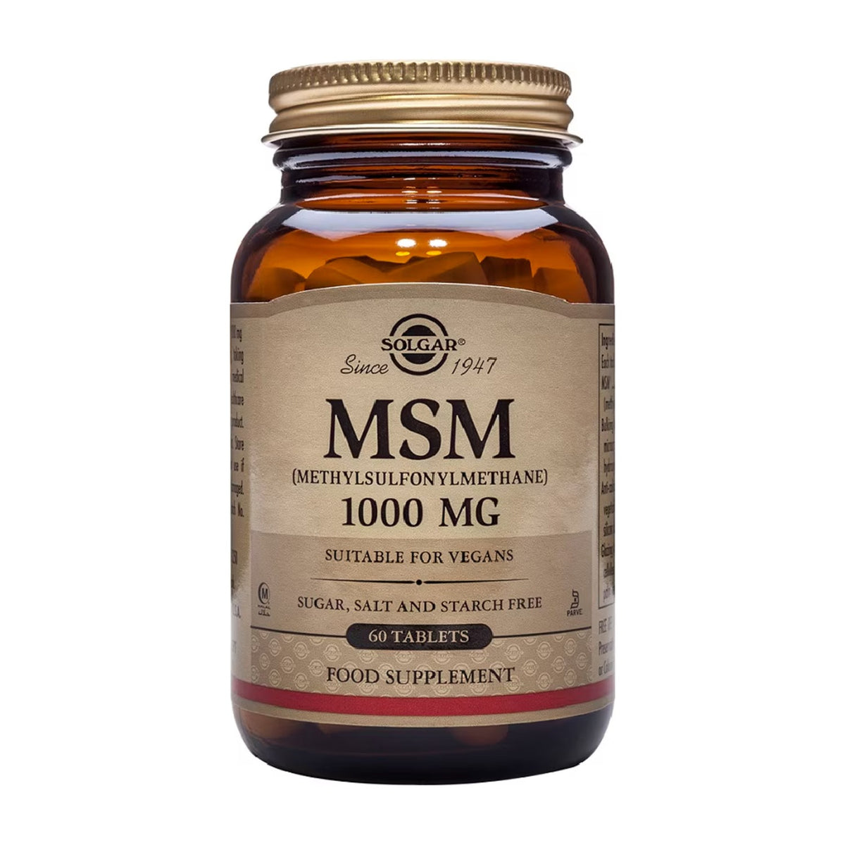 Solgar MSM 1000 mg 60 Comprimidos frontal