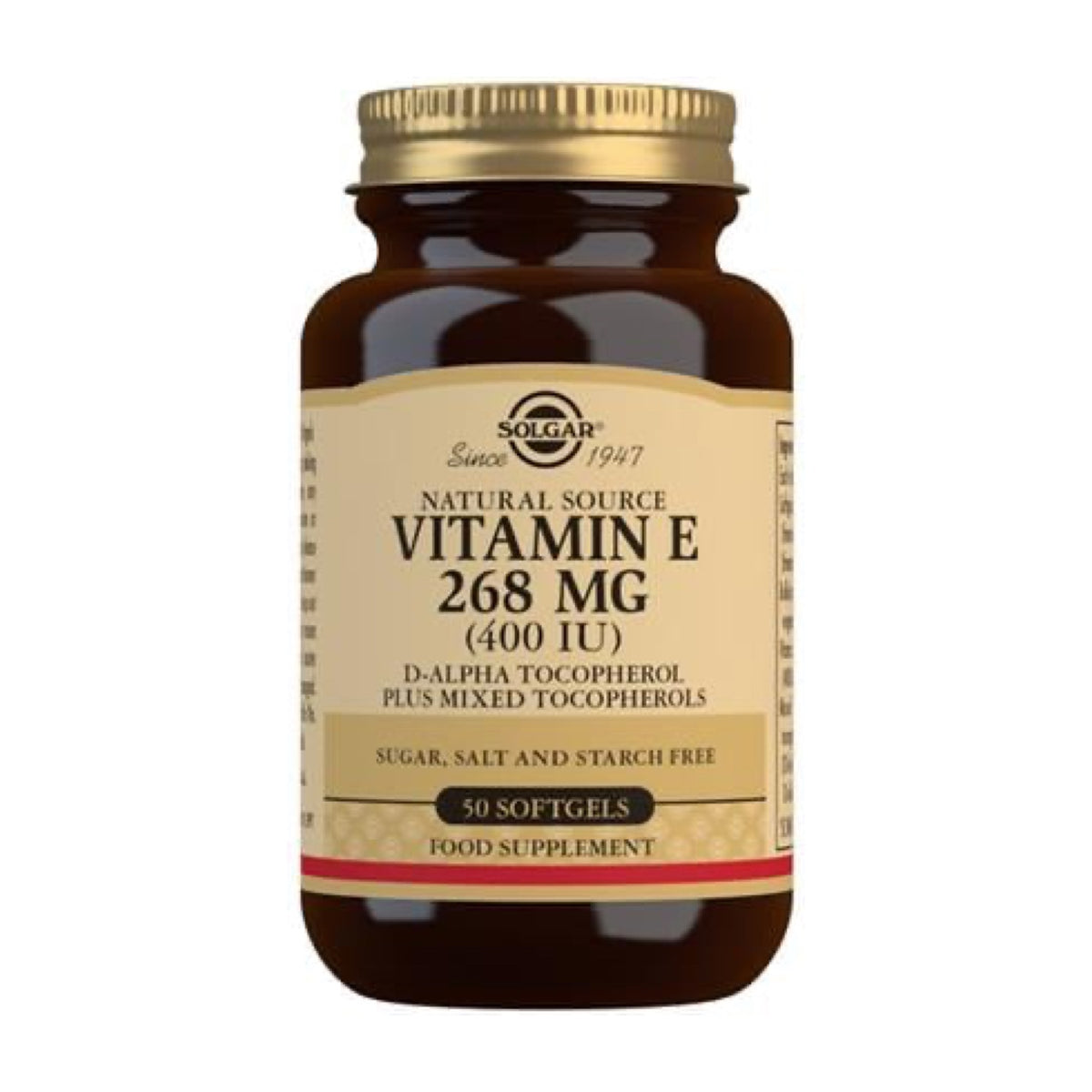 Solgar Vitamina E 268 mg (400 UI) 50 Cápsulas Blandas frontal