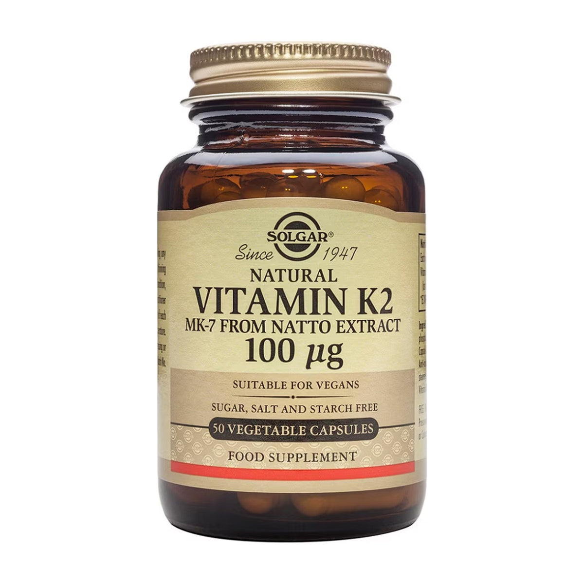 Solgar Vitamina K2 100 µg 50 Cápsulas Vegetales frontal