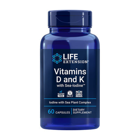 Life Extension Vitamins D and K with Sea-Iodine 60 Cápsulas frontal
