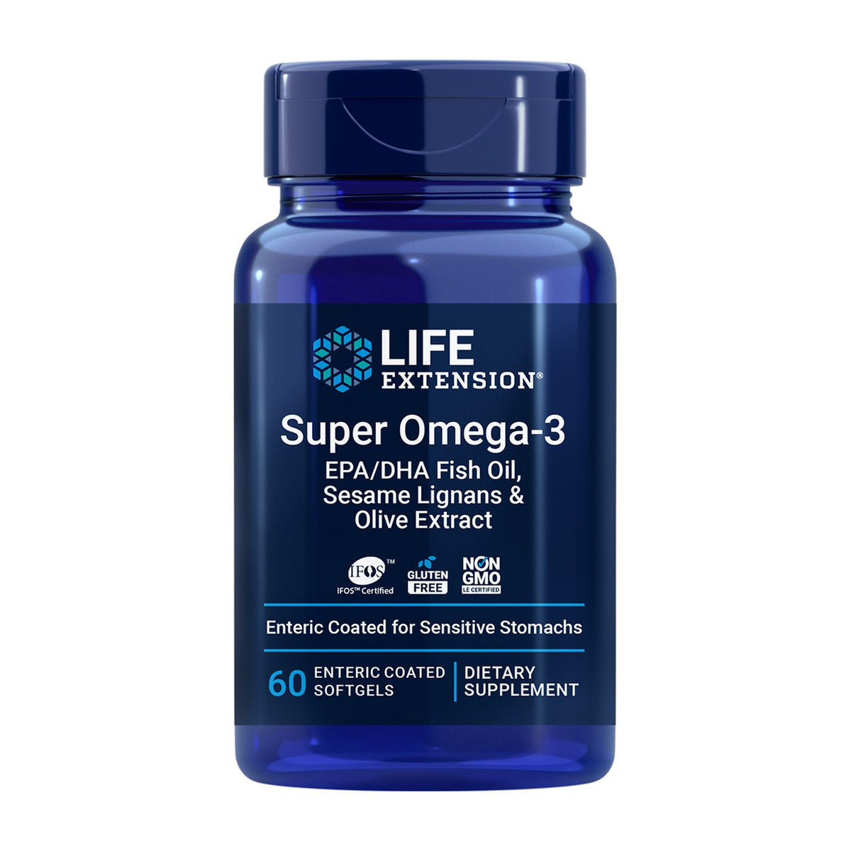Life Extension Super Omega-3 EPA/DHA Fish Oil, Sesame Lignans & Olive Extract 60 Cápsulas Blandas frontal
