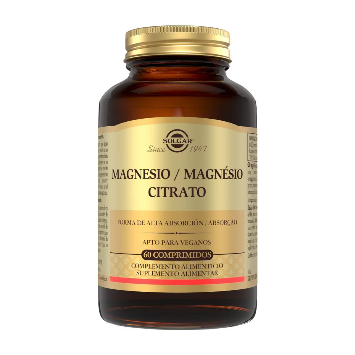 Solgar Citrato de Magnesio 200 mg 60 Comprimidos frontal