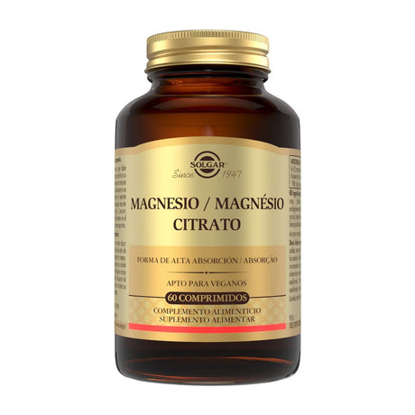 Solgar Citrato de Magnesio 200 mg 60 Comprimidos frontal