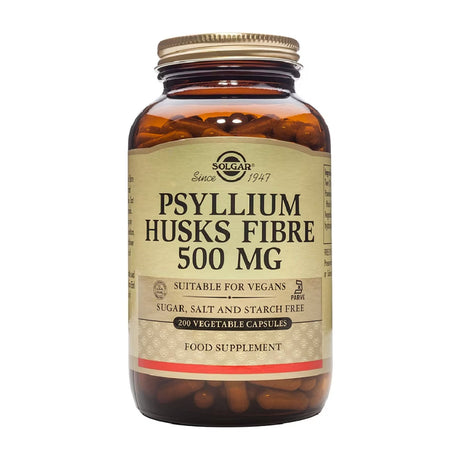 Solgar Psyllium Fibra de Cáscara 500 mg 200 Cápsulas Vegetales frontal