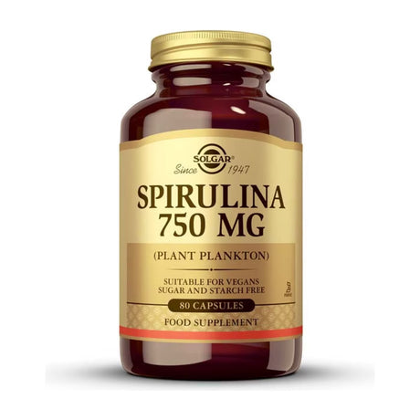 Solgar Espirulina 750 mg 80 Cápsulas Vegetales frontal
