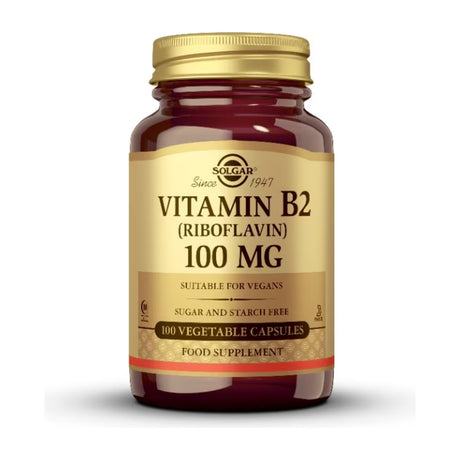 Solgar Vitamina B2 (Riboflavina) 100 mg 100 Cápsulas Vegetales frontal